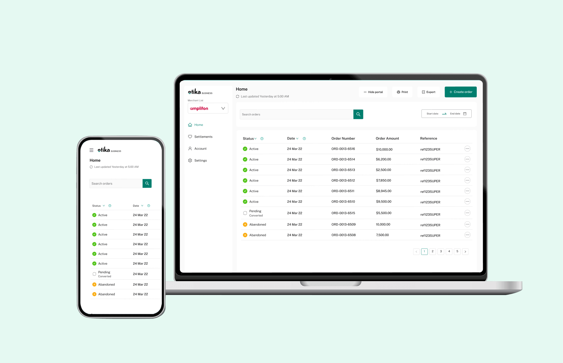 Merchant Portal Home Page